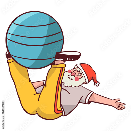 Santa claus sportsman exercise ball flat