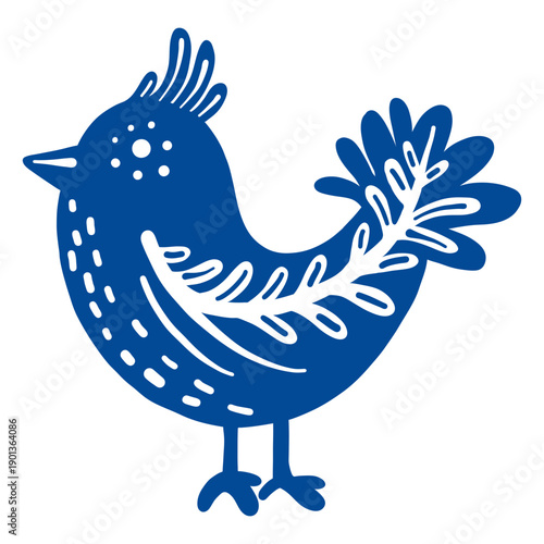 Ornamented bird folk art element