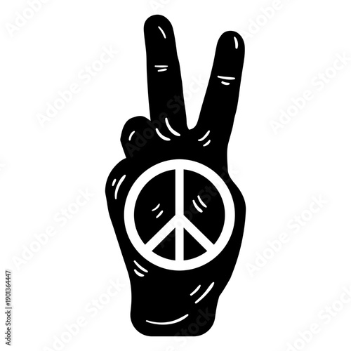 Hand with peace symbol silhouette