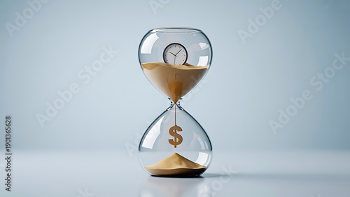 Hourglass with dollar symbol representing time and money balance
