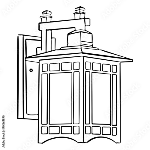 Vintage lantern hand drawn street lamp