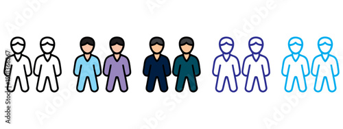 Diverse business team progression growth icons flat vector illustration set isolated