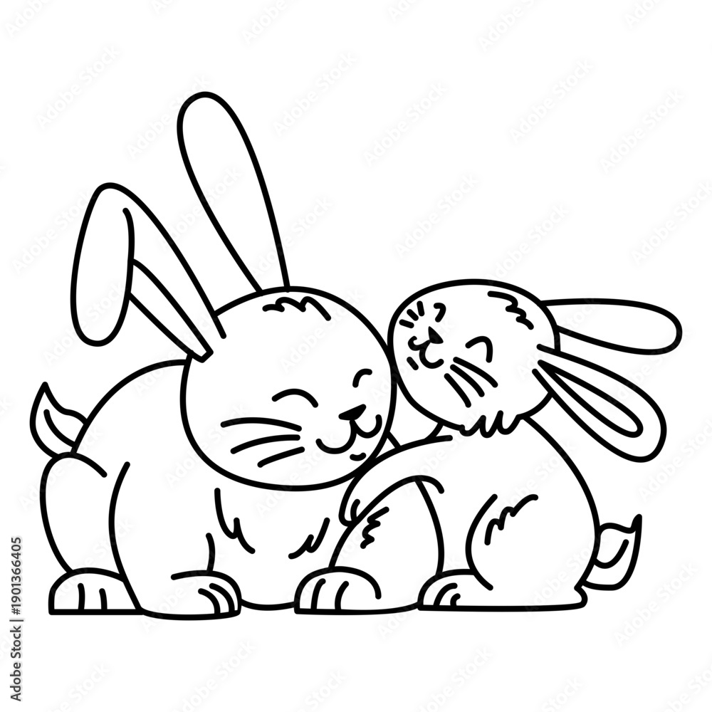 Fototapeta premium Rabbit and her son stroke