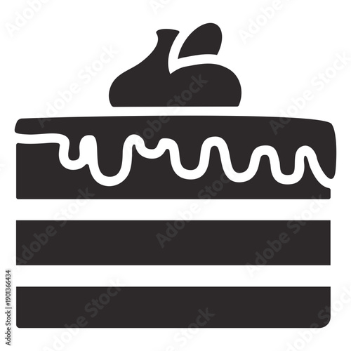 Black layered cake with icing