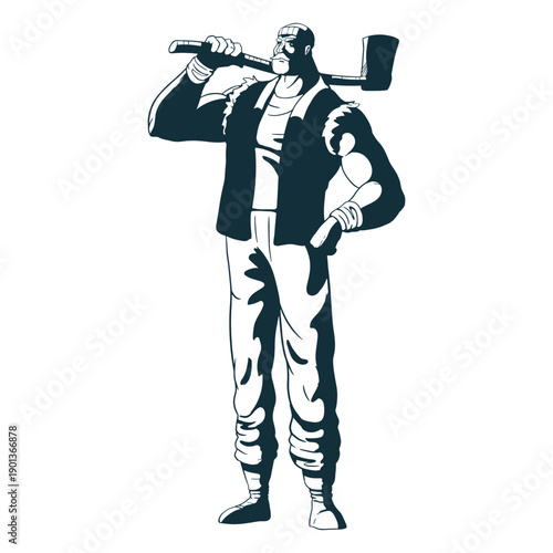 Proud lumberjack character blue