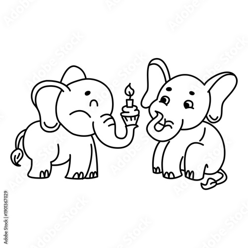Cute birthday elephants stroke