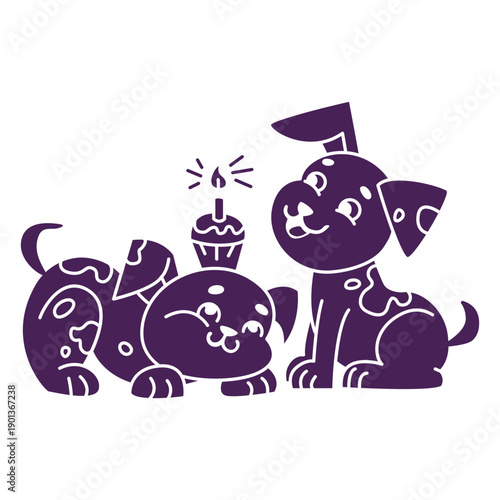 Cute puppies birthday flat