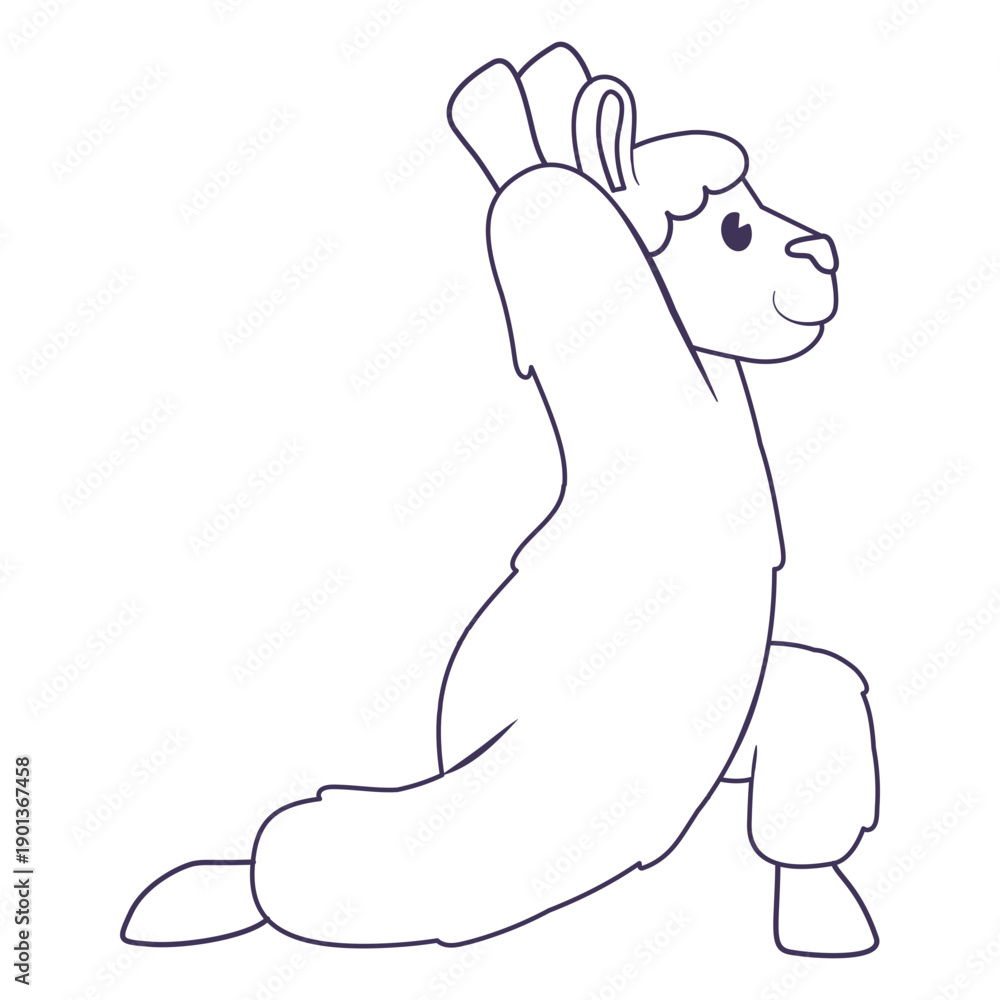 Fototapeta premium Llama warrior pose yoga stroke