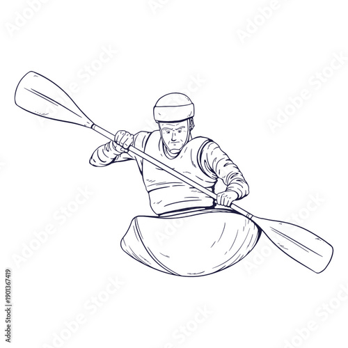 Rafting character hand drawn