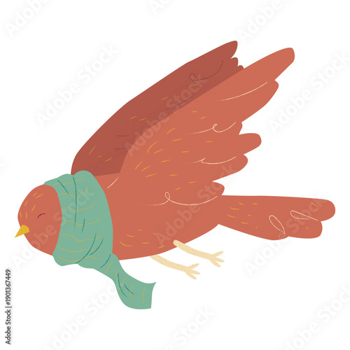 Pigeon flying with scarf