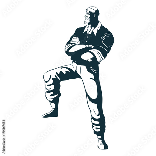 Crossed arms lumberjack character blue