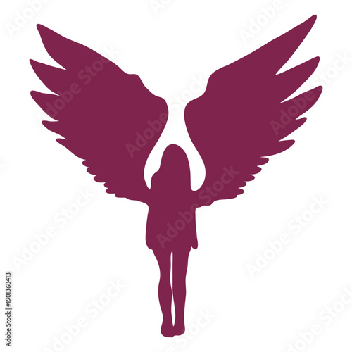 Angel child spreading wings silhouette