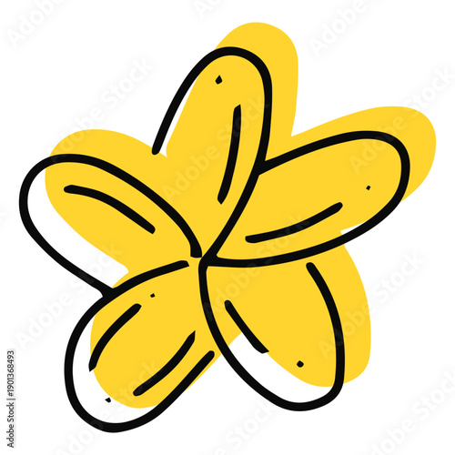 Plumeria flower yellow stroke