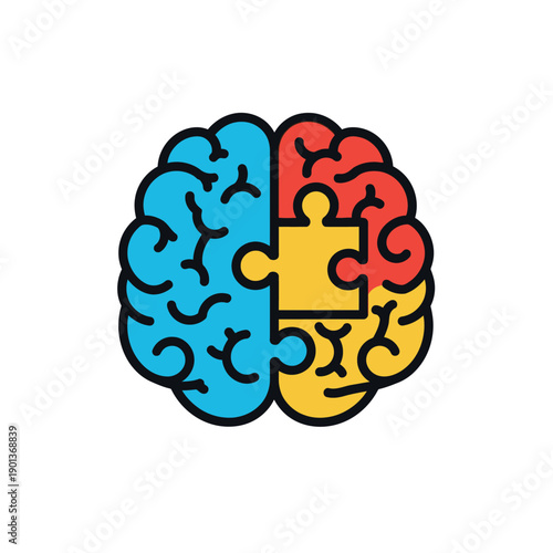 Colorful brain puzzle illustration symbolizing creativity and problem solving.