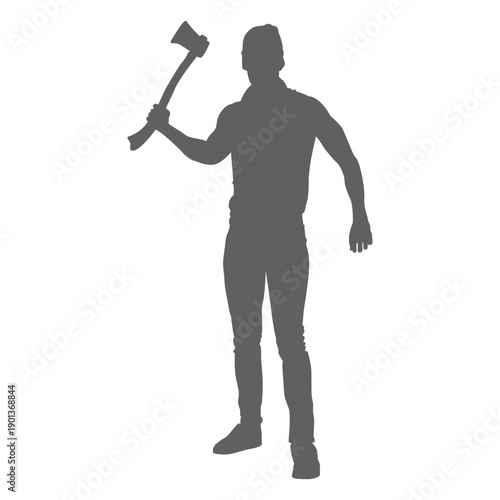Standing lumberjack with axe silhouette