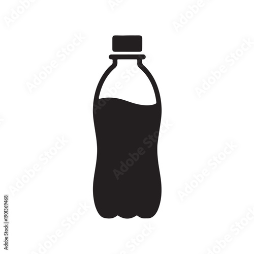Soft Drink Bottle Icon Vector in Black and White