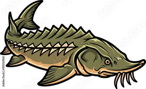 Sturgeon Fish Vector Illustration Mascot