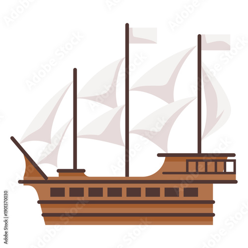 Caravel ship ilustration
