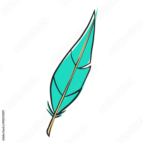 Leaf like blue feather
