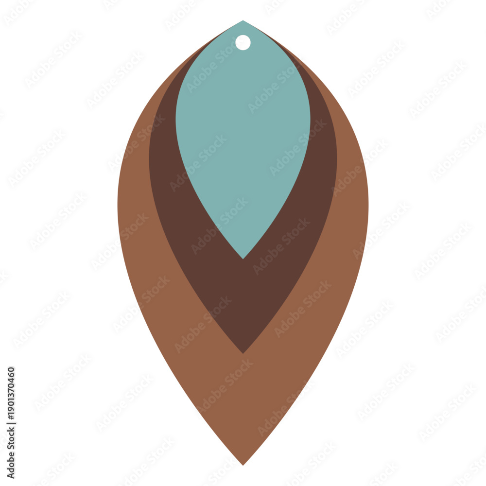 Fototapeta premium Leather earrings leaf three tone flat