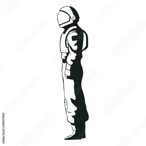 Side view drawn astronaut