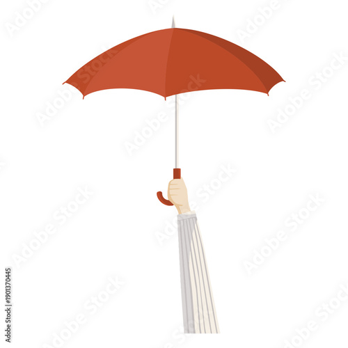 Hand holding red umbrella illustration