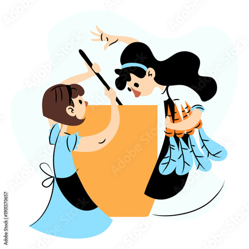 Colored two ladies cooking