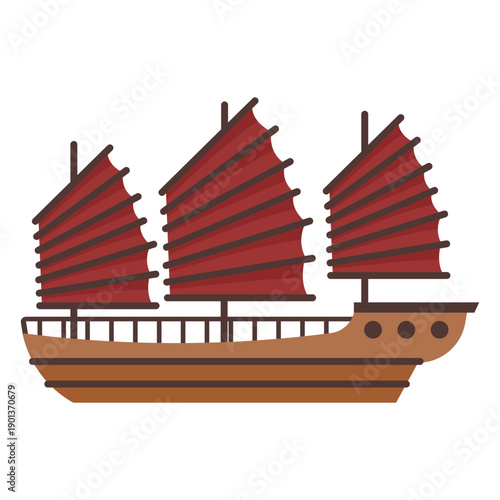 Big red sail ship illustration