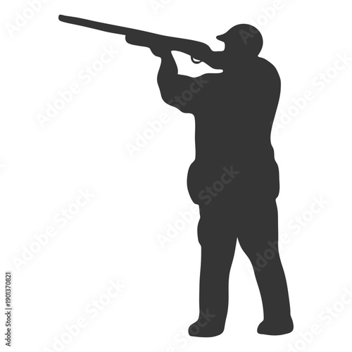Hunter gun left facing aiming silhouette