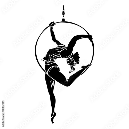 Girl circus hanging ring