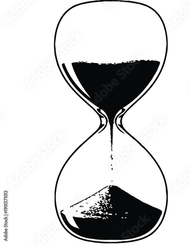 hourglass icon black silhouette isolated on white background ancient symbol for time passing or sand clock for measuring duration in history illustration
