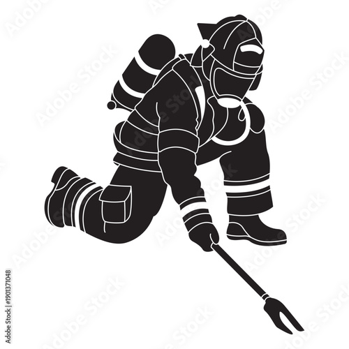 Fireman two pronged tool flat silhouette