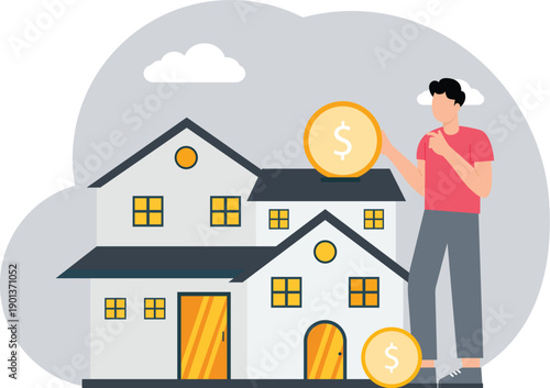 House investment,Concept of buying a house or property, beautiful house with purchase application form