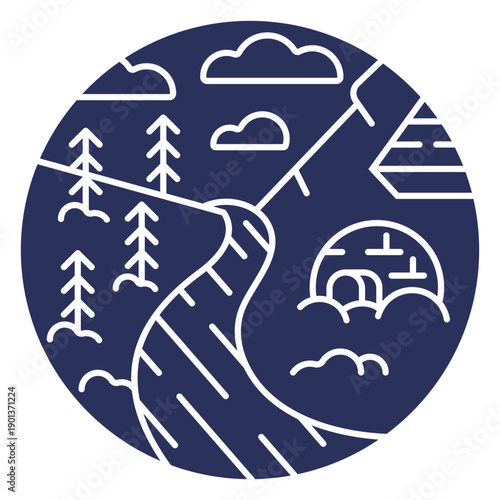 Snow landscape igloo silhouette