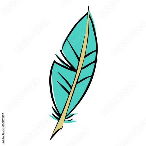 Stroke drawing blue feather
