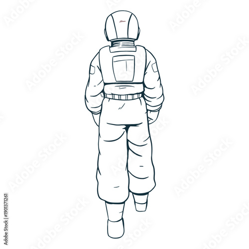 Walking behind astronaut drawn