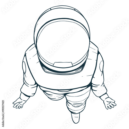 Top view astronaut drawn