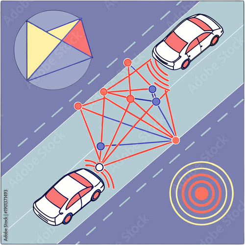 Advanced vehicle AI perception layers visualization with interconnected modules for intelligent autonomous systems.
