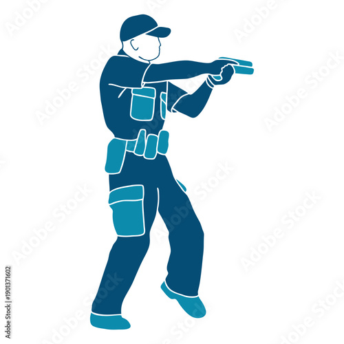 Cop police officer handgun illustration