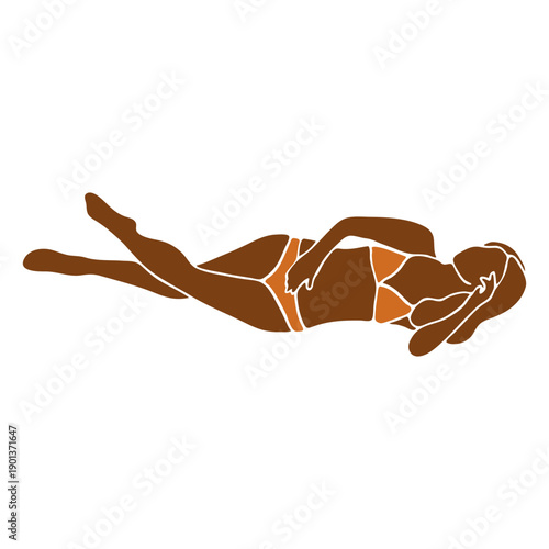 Beach woman turned right facing