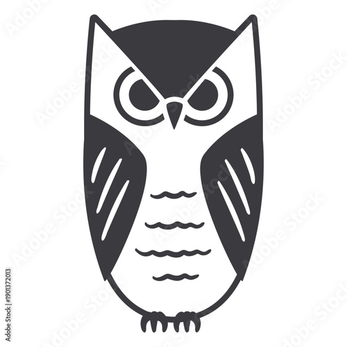 Owl eyes open stare flat