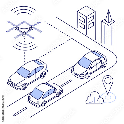 Clean, modern visualization of autonomous fleet management technology and interconnected systems