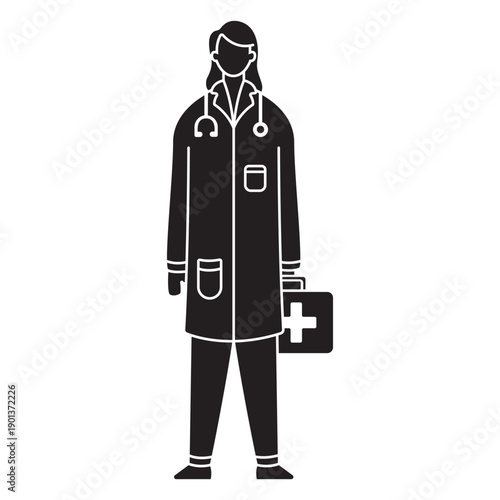 Female first responder medic flat silhouette