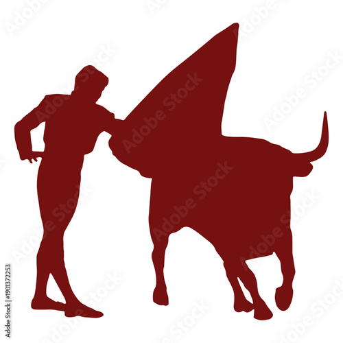 Bullfight passing bull silhouette