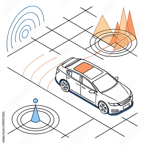 Abstract visualization of autonomous vehicle AI uncertainty, showing complex data and prediction challenges