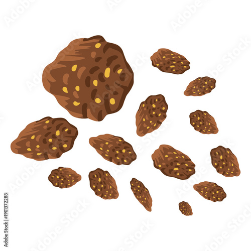 Group of asteroids illustration