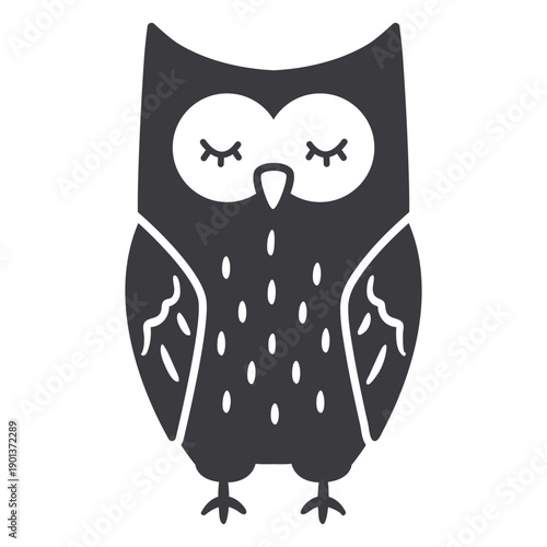 Owl dark eyes closed flat