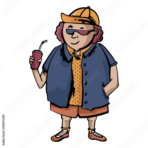 Cinema lady soda hand drawn