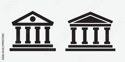 Classical Building Icons for Financial and Governmental Institutions