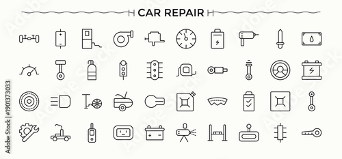 Car Repair icon set. Trendy minimal icons. Vector artwork and illustration. Garage icon set. Pack of service, automotive, auto, repair, car, garage and more.